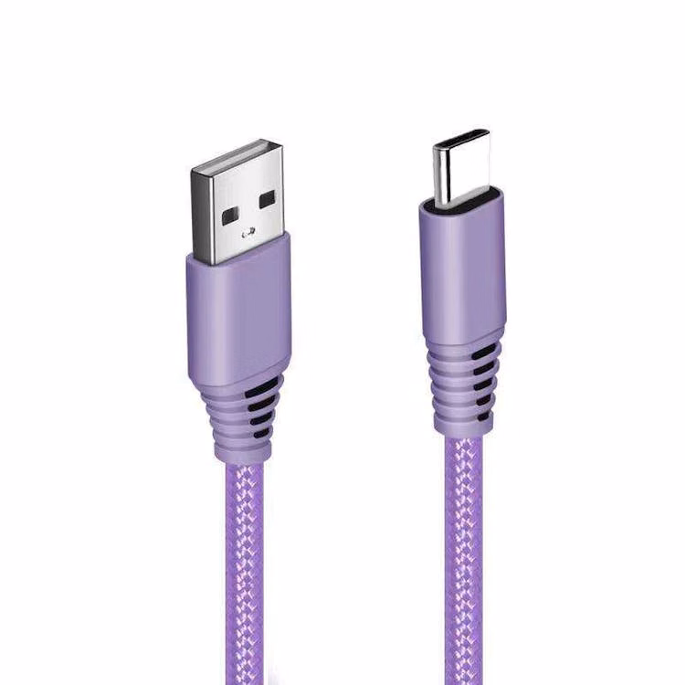 USB Type C Braided Nylon Cable - 6' Lilac