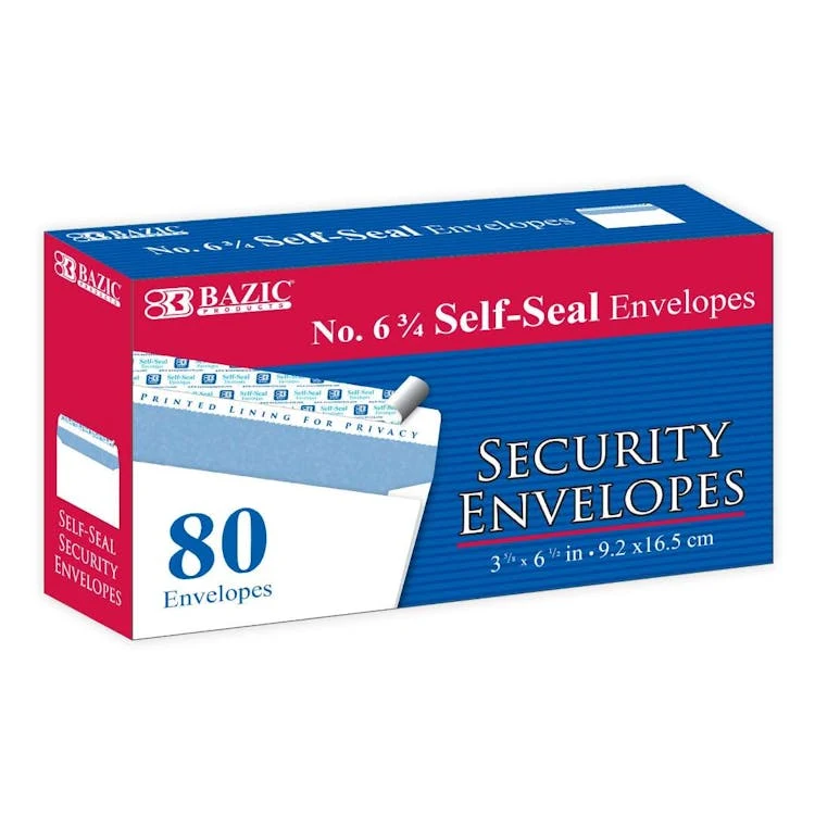 #6 3/4 Self-Seal Security Envelopes - 80 Piece 1