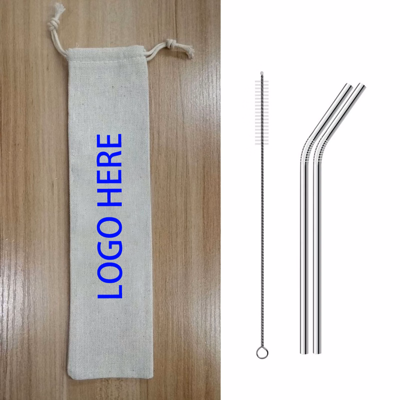 304 Stainless Steel Straws Set with Burlap Bag