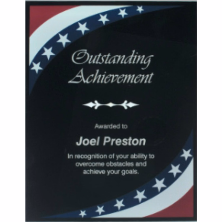 7" x 9" Stars & Stripes Border Acrylic Clear-Plaq Award