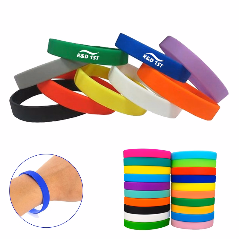 Silicone Wristband 1/2" ink Debossed w/ Color filled
