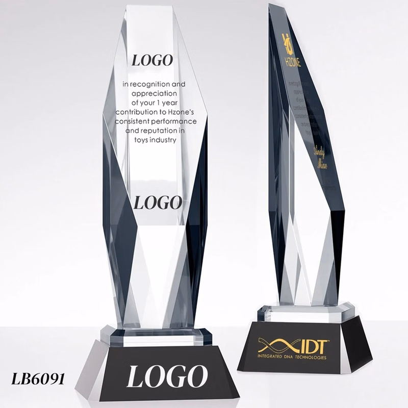 Engraved Crystal Award Appreciation Trophy Personalized