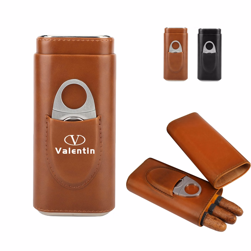 Leatherette Cigar Case With Cutter