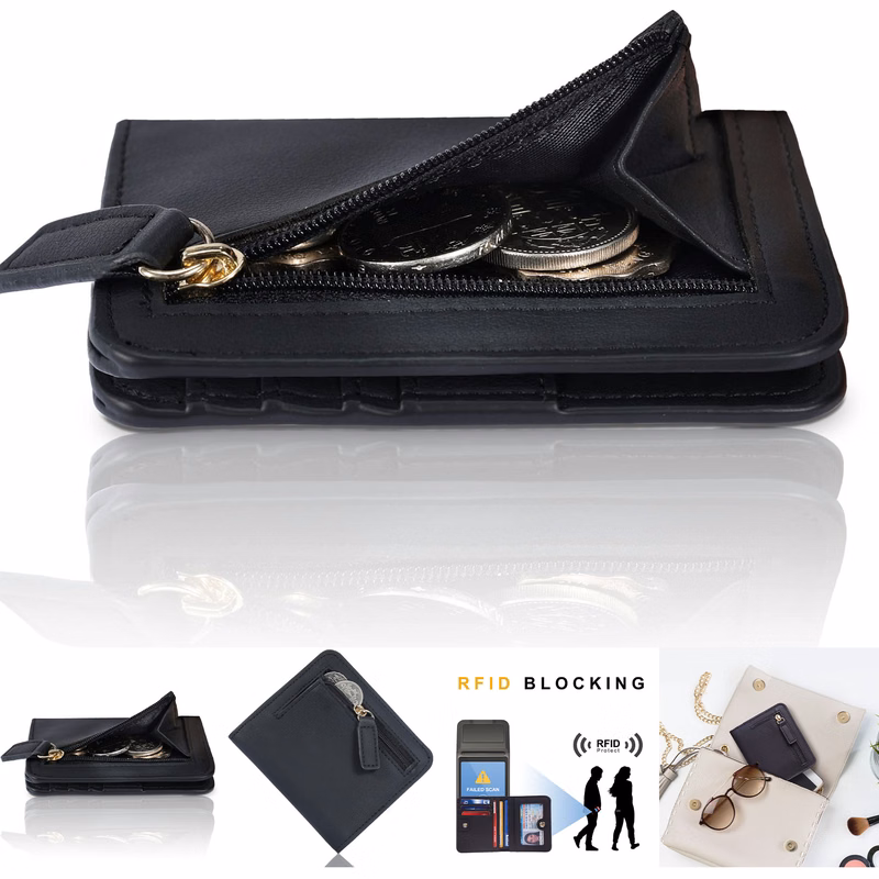 Blocking Small Compact Bifold Luxury Genuine Leather Pocket Wallet