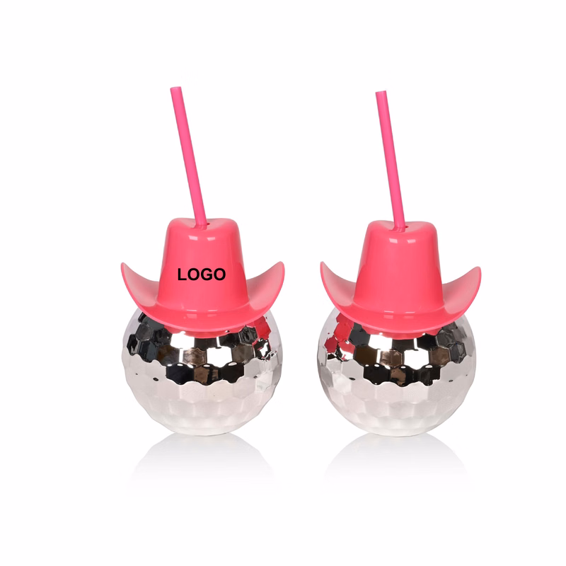 20oz Disco Ball Cup with Cowboy Hat (direct import)