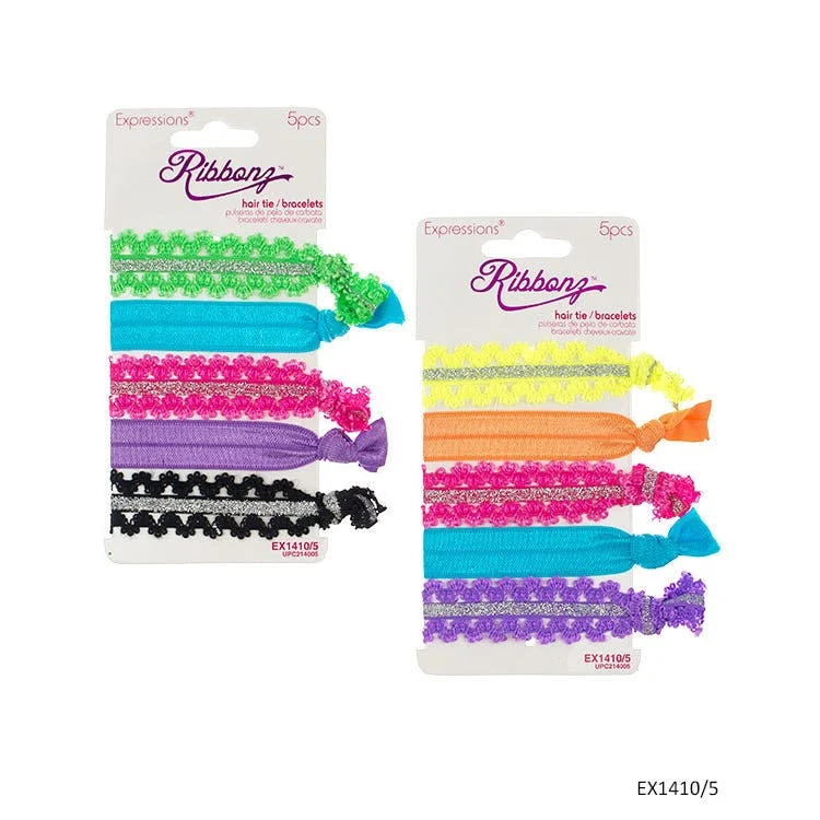 Lace Hair Ties - 5 Assorted Color Pieces 1