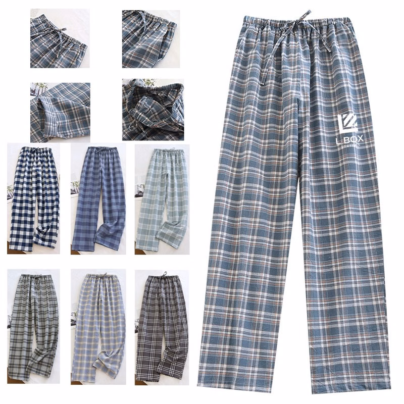 Men's Cotton Plaid Pajama Lounge Bottoms