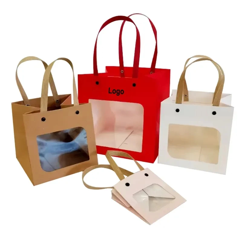 Kraft Paper Bags Gift Box with Window and Handle 1