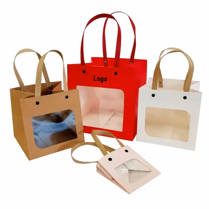 Kraft Paper Bags Gift Box with Window and Handle