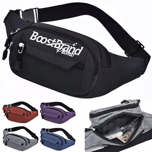 Custom Compact Waist Fanny Pack with Adjustable Strap — Active Professional Travel Essential
