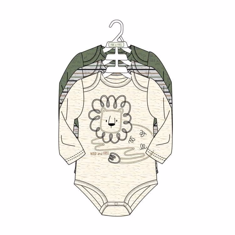 3pk Boys Long Sleeve Creepers Size 0-9M