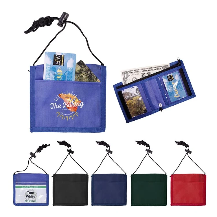 210D Nylon Bi-Fold Neck Wallet Badge Holders -Close out 1