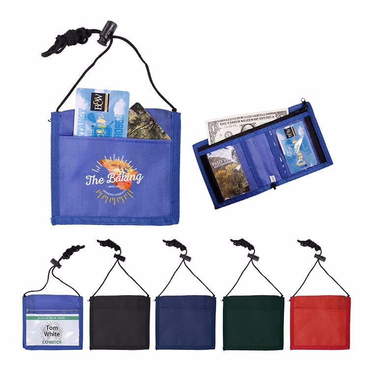 210D Nylon Bi-Fold Neck Wallet Badge Holders -Close out