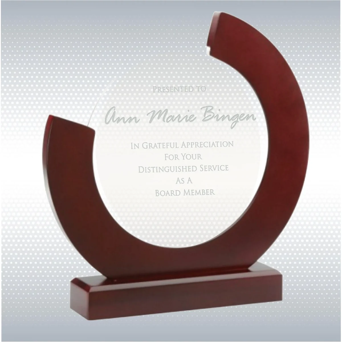 Mahogany Finish Glass Award 1