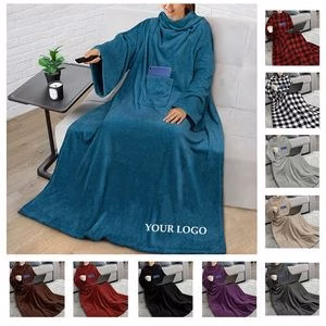 Fleece Blanket with Sleeves TV Blanket