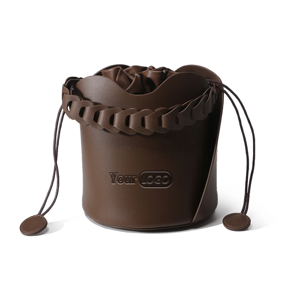 Genuine Leather Ruffled Bucket Cross-body Bag 1