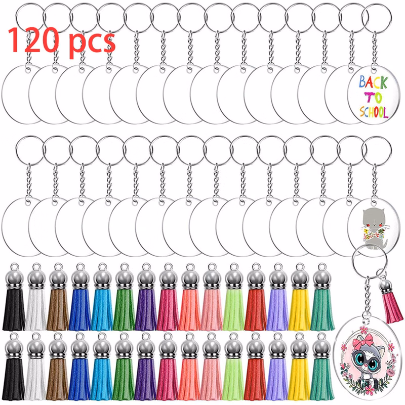 120Pcs Acrylic Keychain Blanks For Vinyl Kit