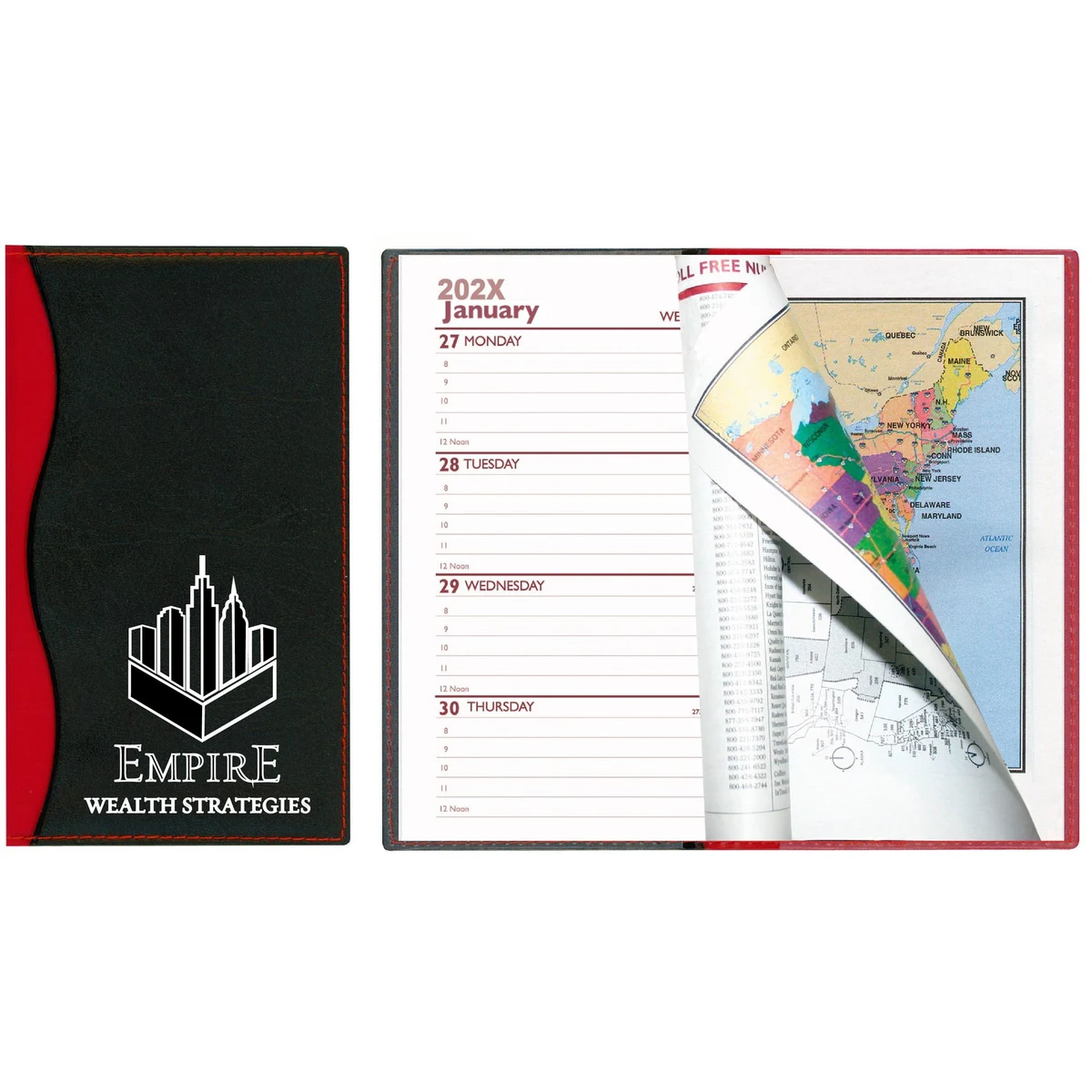 Soft Cover 2 Tone Vinyl Holland Series Weekly Planner w/ Map / 1 Color 1
