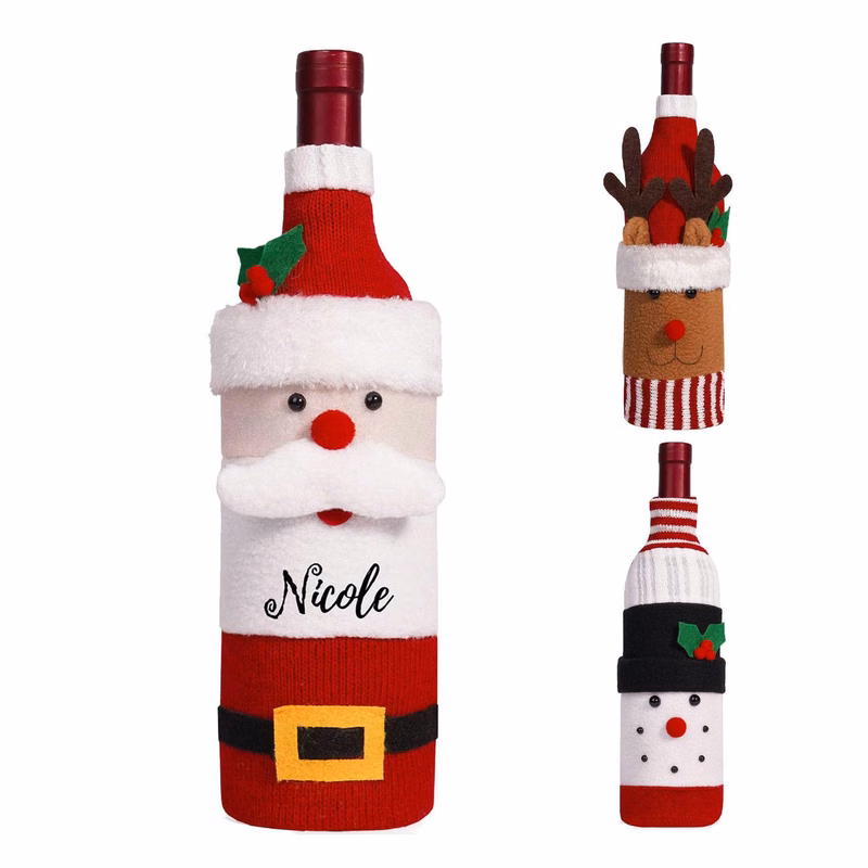 Cute Christmas Sweater Wine Bottle Cover