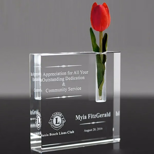 Optical Square Crystal Bud Vase