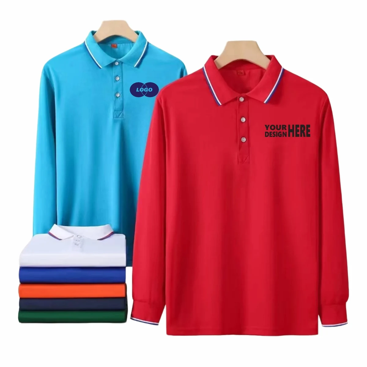 Custom Unisex Longsleeve Cotton Polo Workwear Seasonal 1