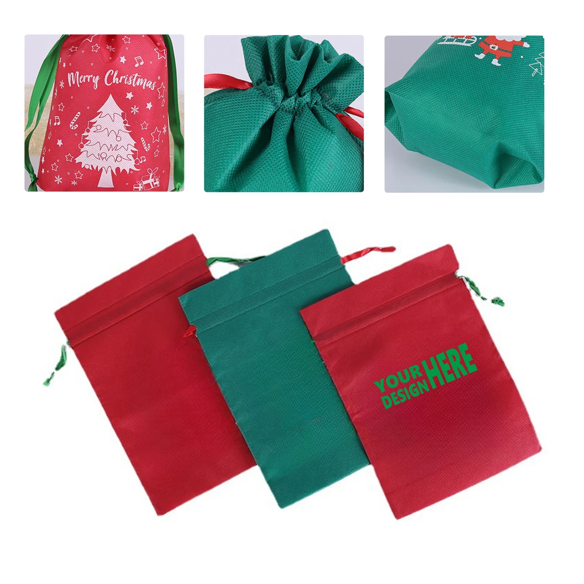 MOQ 50 Canvas Pouch Christmas Drawstring Gift Bags 1