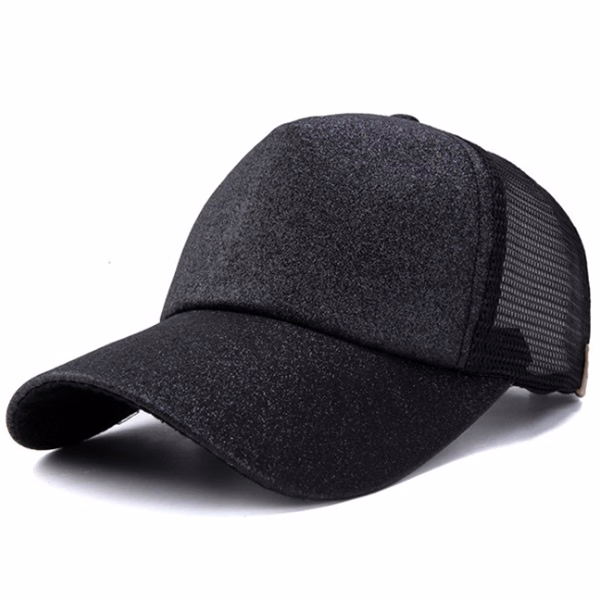 High Bun Ponytail Glitter Baseball Cap