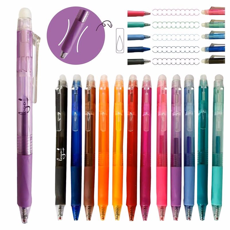Retractable Erasable Gel Pen with Rubber Grip
