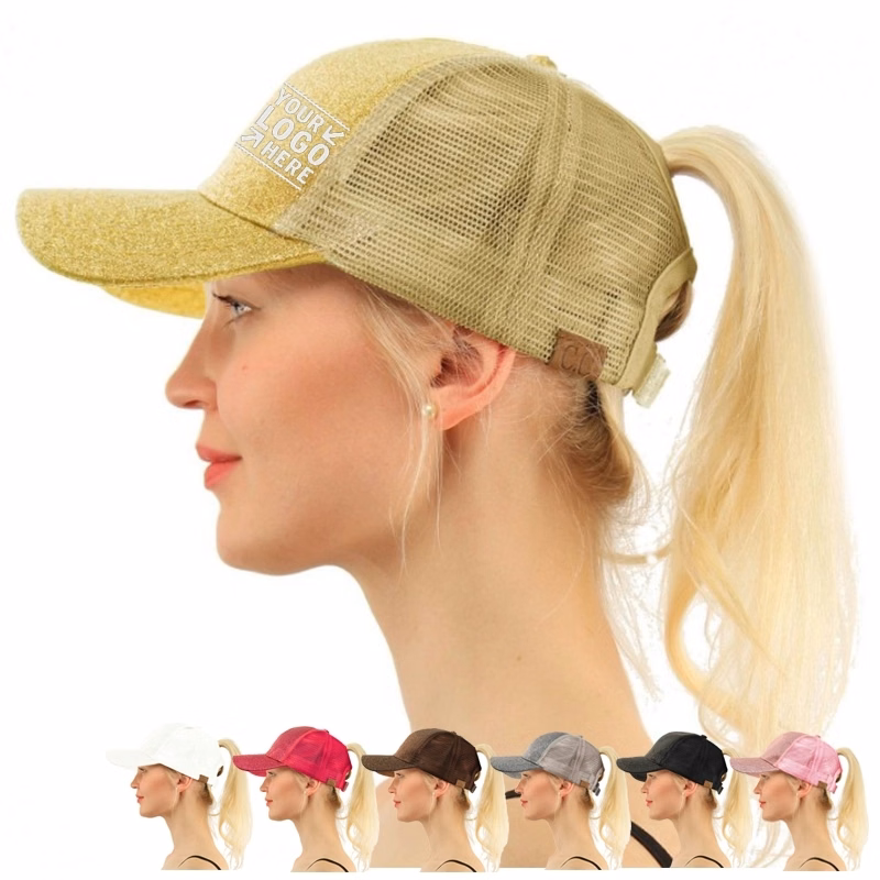 Glitter Ponytail Mesh Baseball Cap