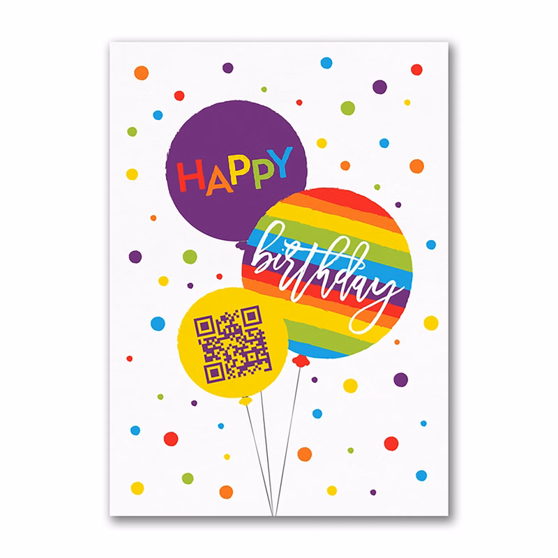 Rainbow Balloon QR Code Card