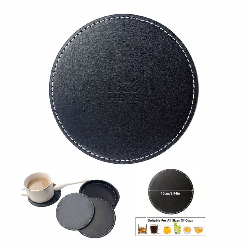 4" PU Leather Round Coaster