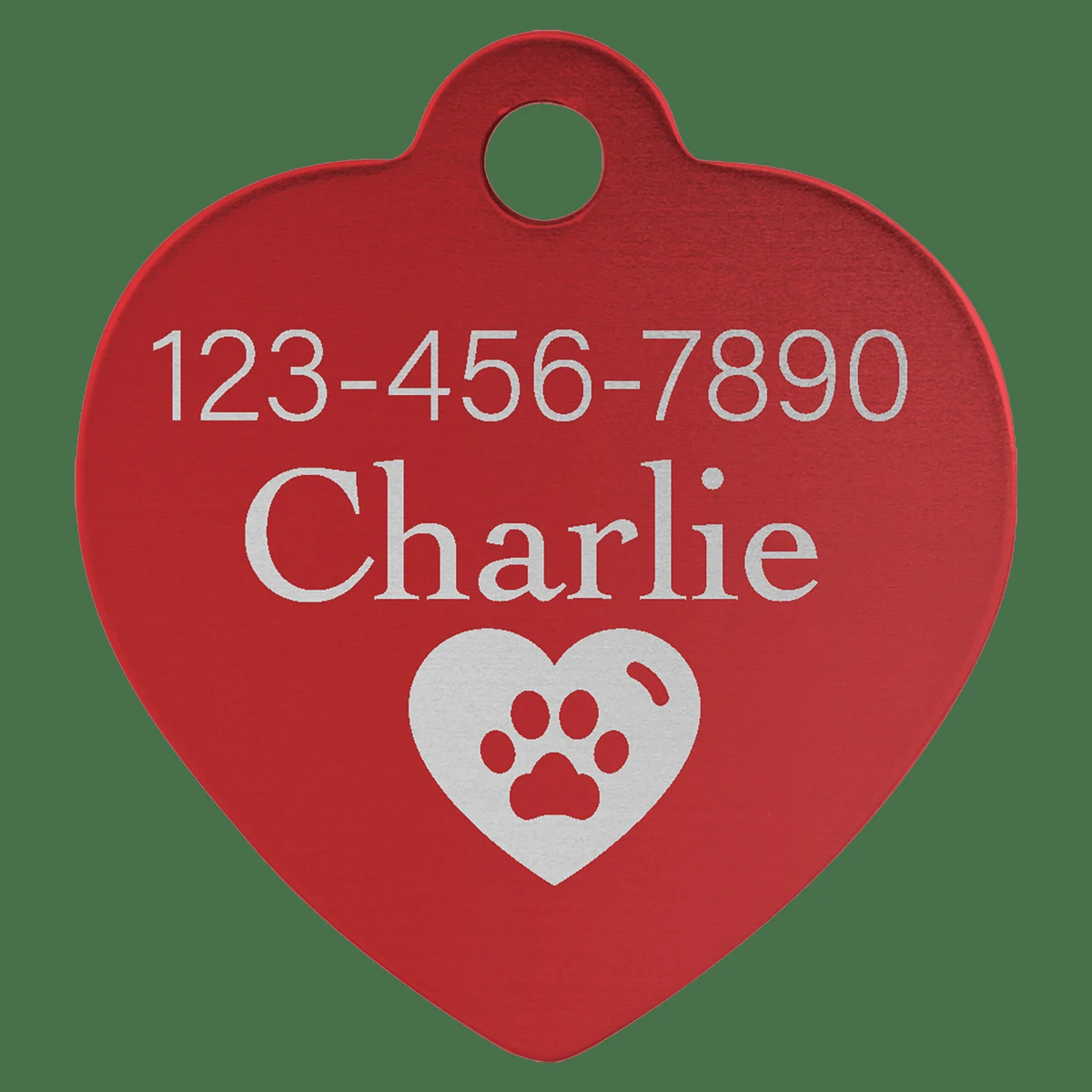 1 1/4" x 1 1/4" Red Anodized Aluminum Heart Pet Tag 1
