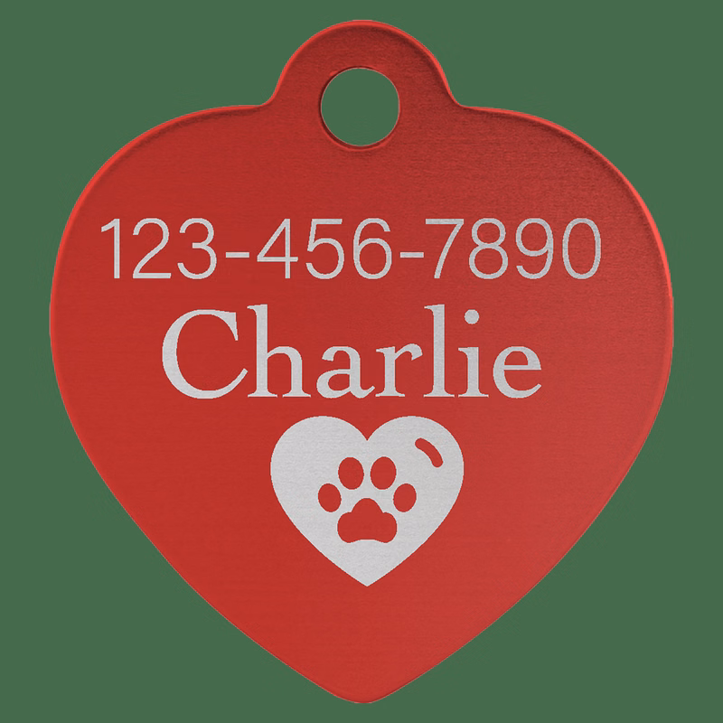 1 1/4" x 1 1/4" Red Anodized Aluminum Heart Pet Tag