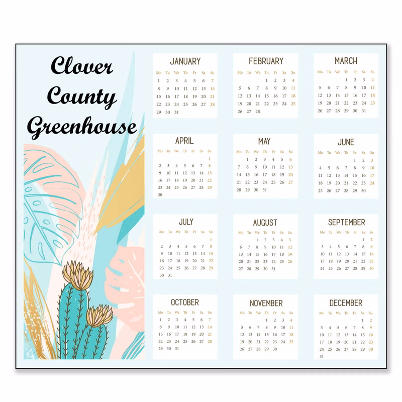3.5" x 4" Small Magnetic Calendar 20 Mil