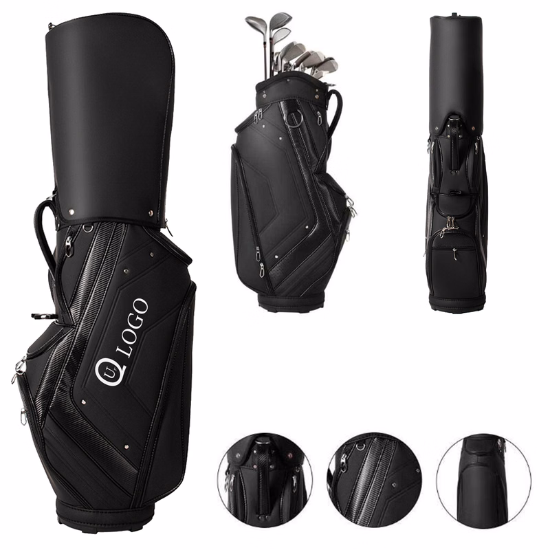 9 Inch Black Carbon Fiber Woven Pu Golf Bag