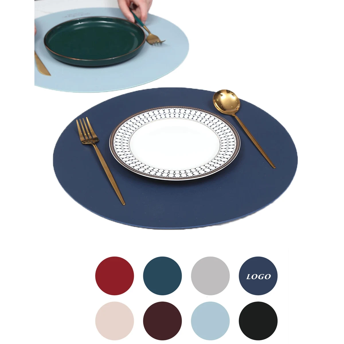 15'' Round Leather Table Place Mat MOQ 20PCS 1