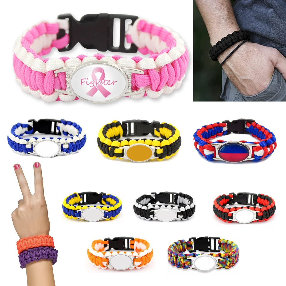 Breast Cancer Paracord Survival Bracelet 1