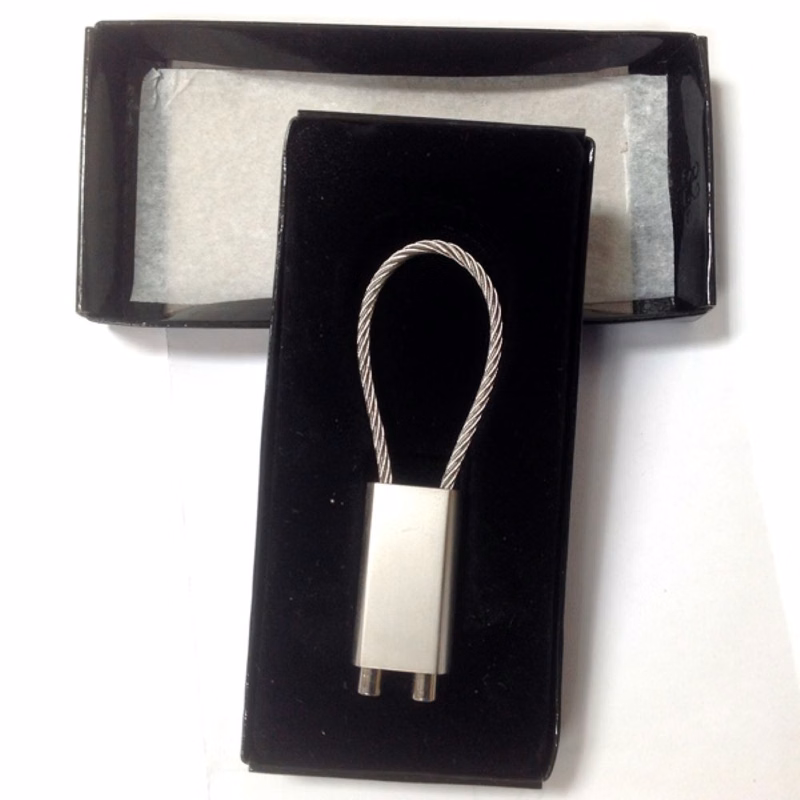 Rectangular - Wire Twist Keyring- Silver