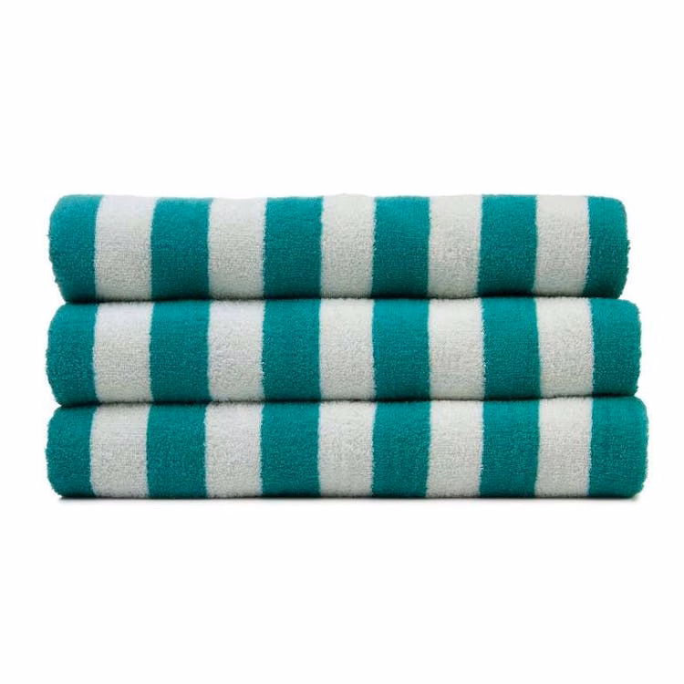 Jewel Cabana Stripe Pool Towels - 35x70 Green