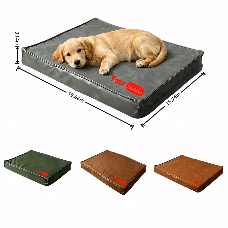 Waterproof Oil Wax Leather Pet Sleeping Bed