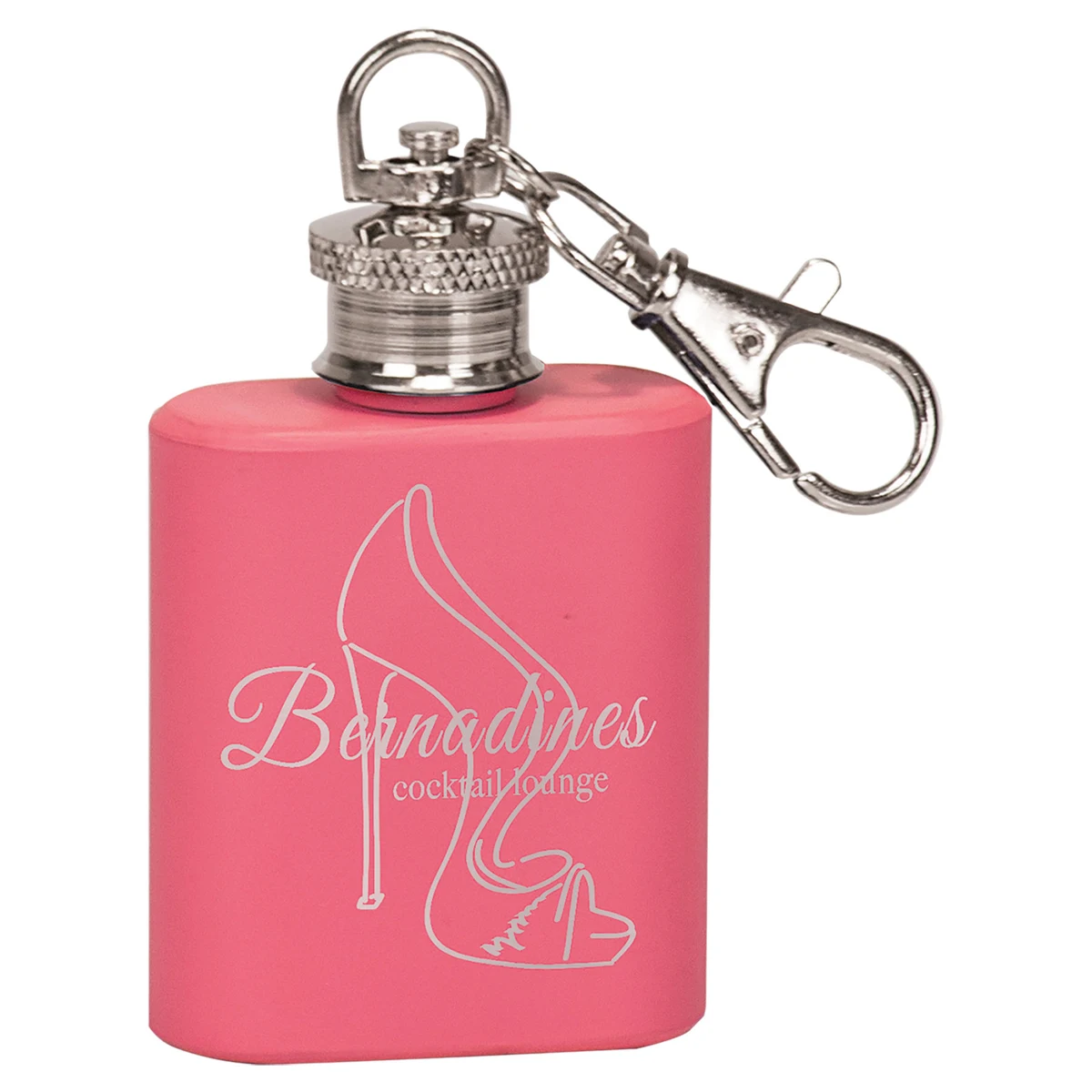 1oz Pink Stainless Steel Flask Keychain 1