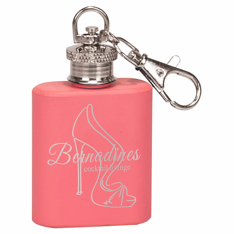 1oz Pink Stainless Steel Flask Keychain