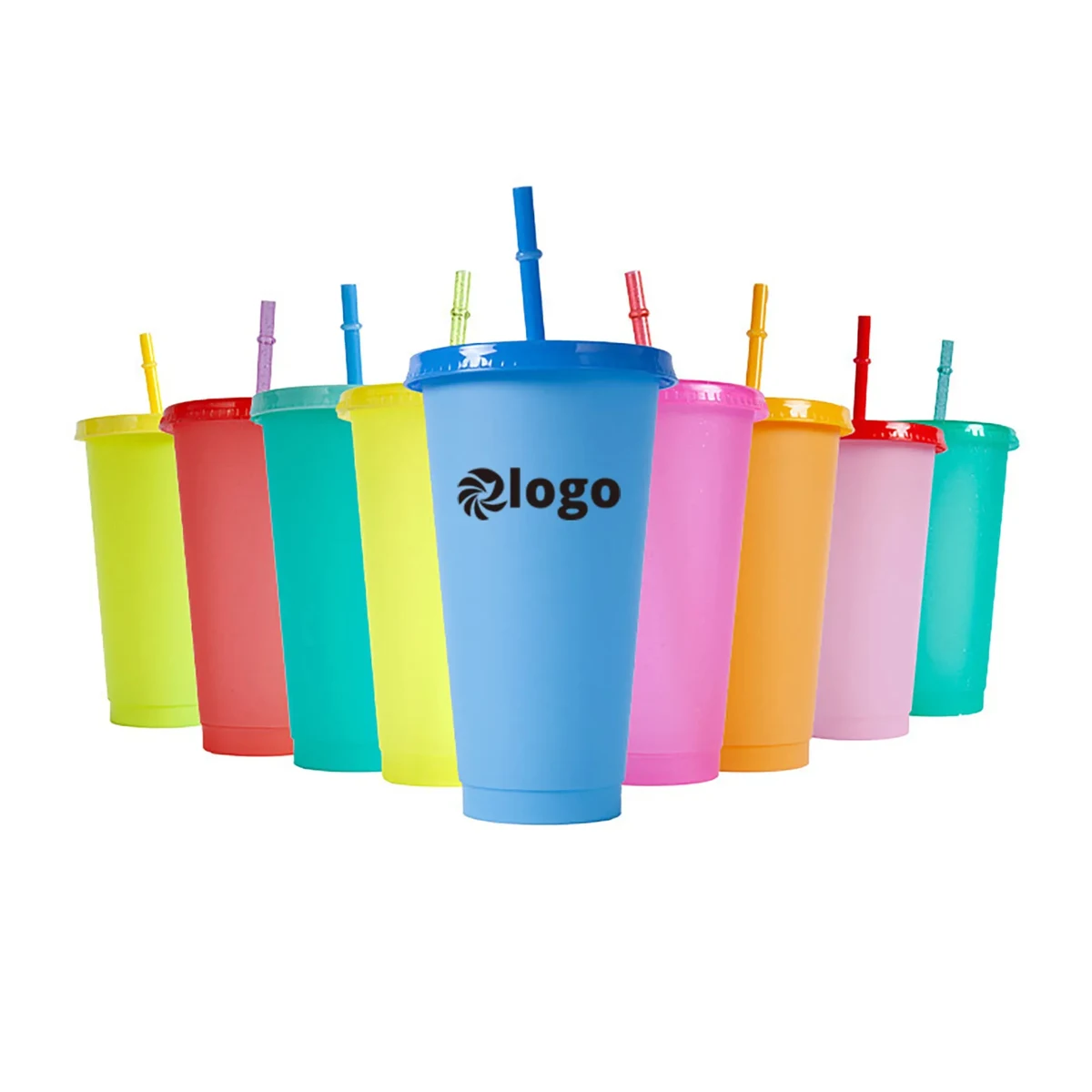 24Oz Reusable PP Cups with Lid and Straw 1