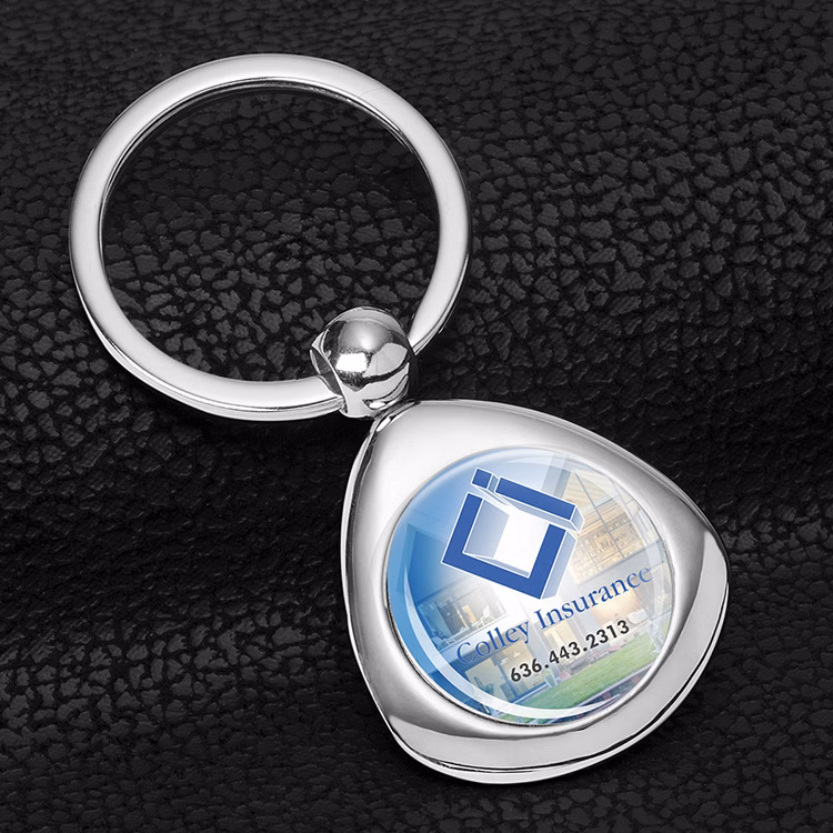 "Geo" Economy Metal Keyholder with PhotoImage Full Color Domed Imprint