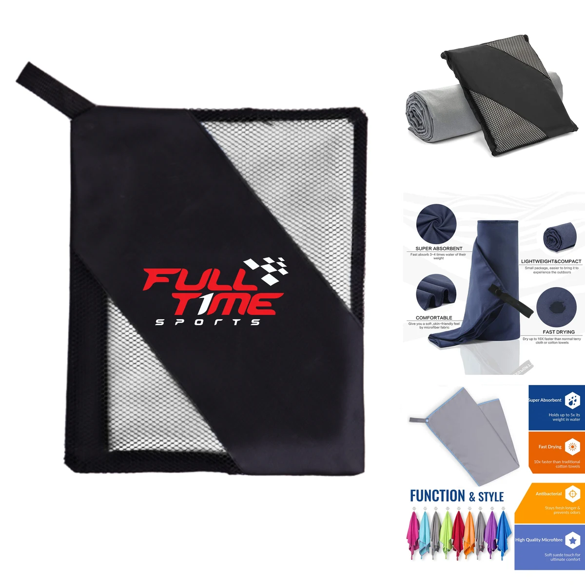 Custom Microfiber Beach Towel w/ Imprinted bag 1