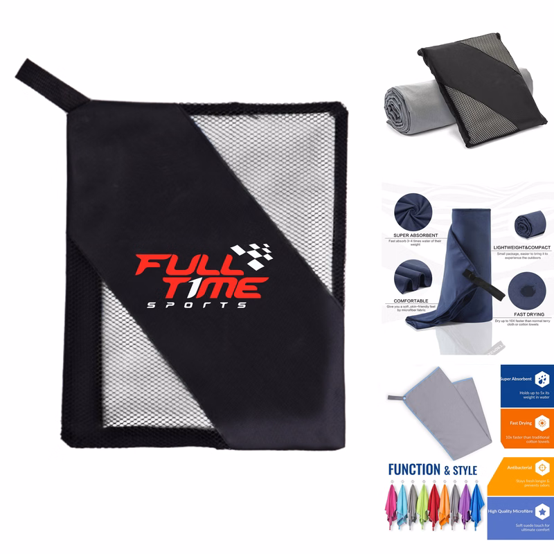 Custom Microfiber Beach Towel w/ Imprinted bag