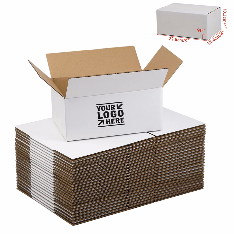 Recycled White Small Corrugated Cardboard 9x6x4 Inches Packing Shipping Box