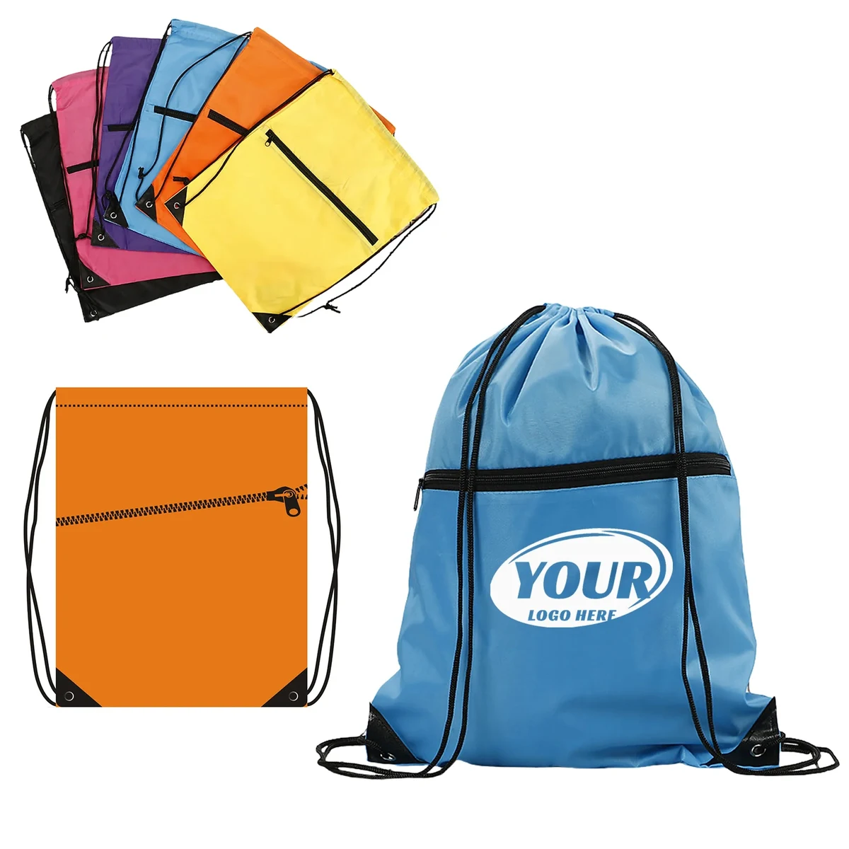 Drawstring Backpack w/Zipper 1