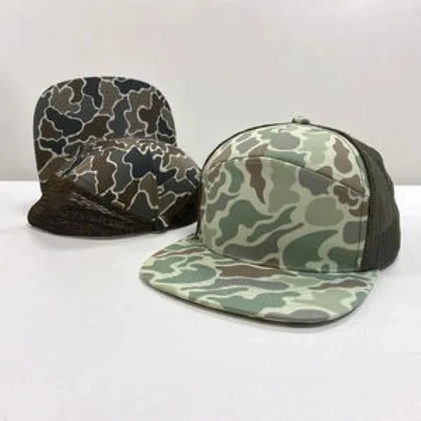 7 Panel Richardson Style Flat Brim Mesh Trucker Hat 1