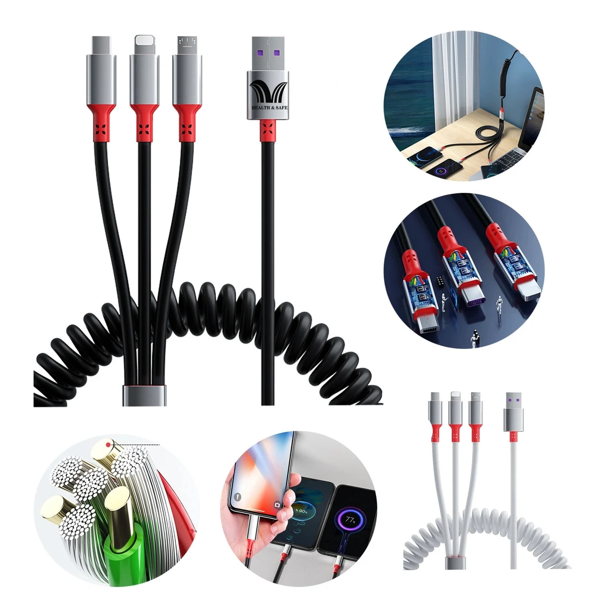 Retractable Multi 3 In 1 Fast Charging Cable 1